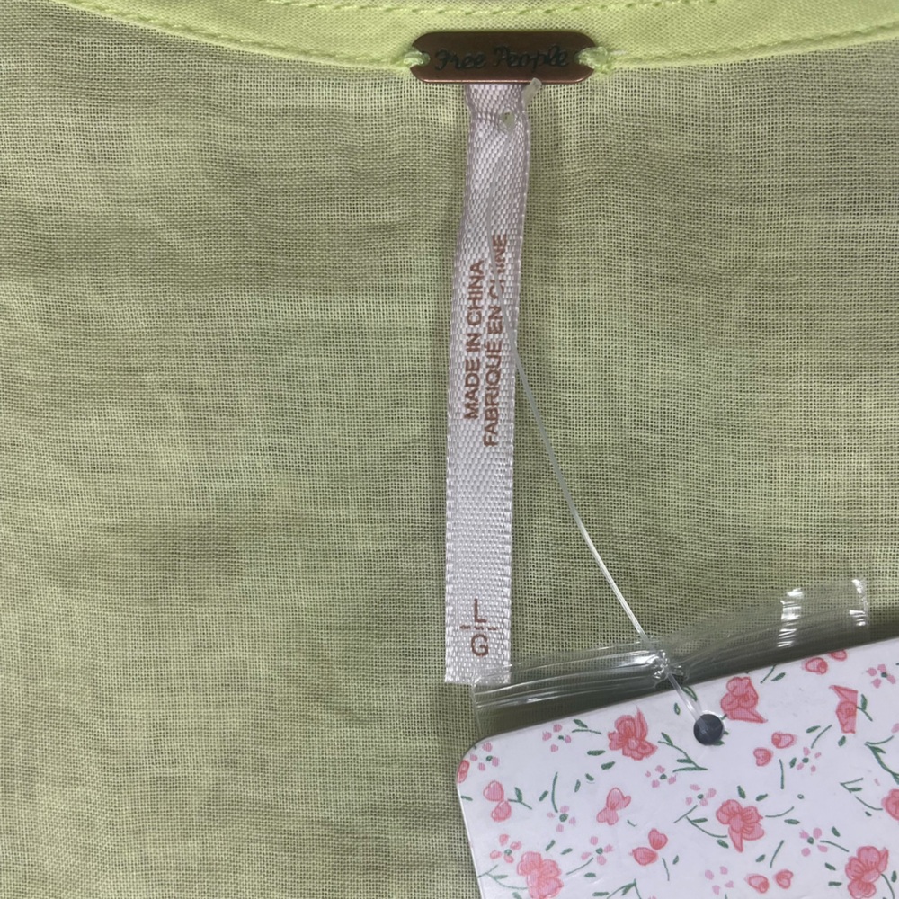 NWT Free People “Highland” Oversized Button-Down Tunic in Lemon Light - Picture 9 of 12